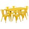 Emma and Oliver Commercial Grade Rectangular Metal Indoor-Outdoor Table Set with 6 Stack Chairs